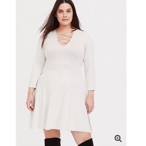 NWT Torrid oatmeal lattice sweater dress